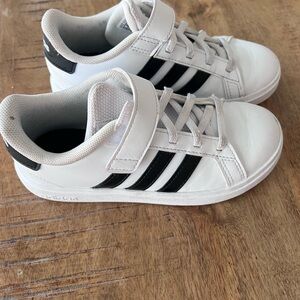 adidas Kids White and Black Velcro Sneakers